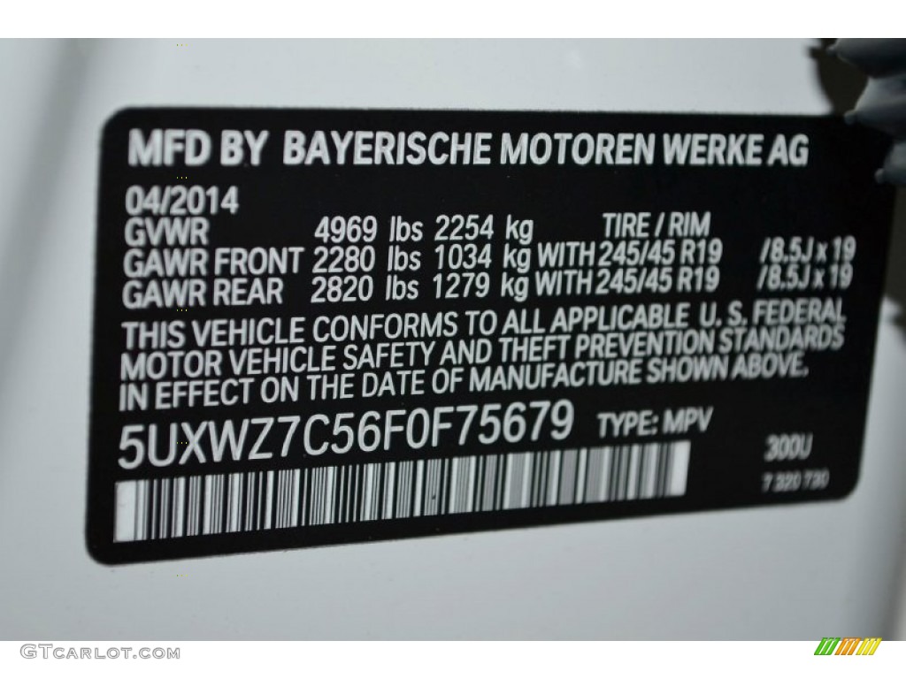 2015 BMW X3 xDrive35i Color Code Photos