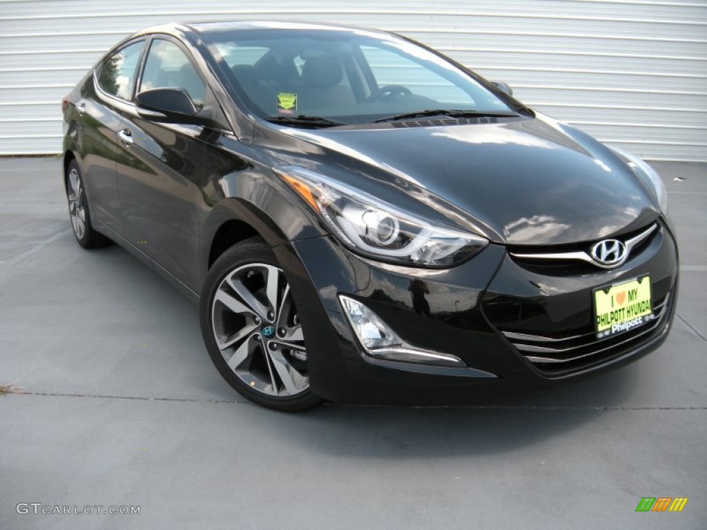 2014 Elantra Limited Sedan - Black / Gray photo #2