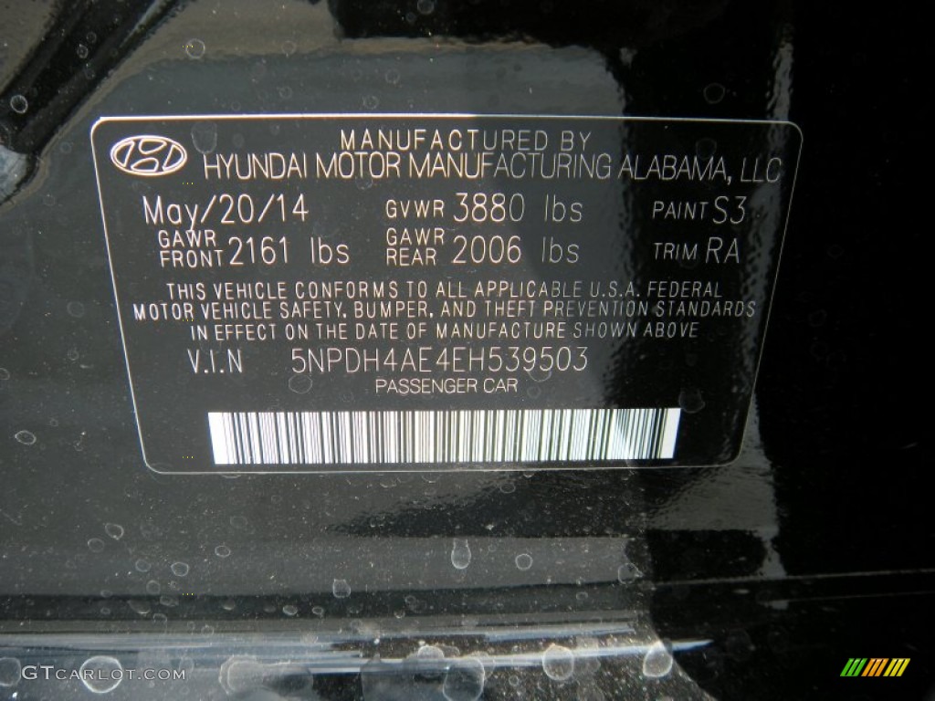 2014 Elantra Limited Sedan - Black / Gray photo #36