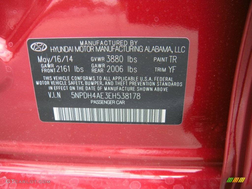 2014 Elantra SE Sedan - Red / Beige photo #32