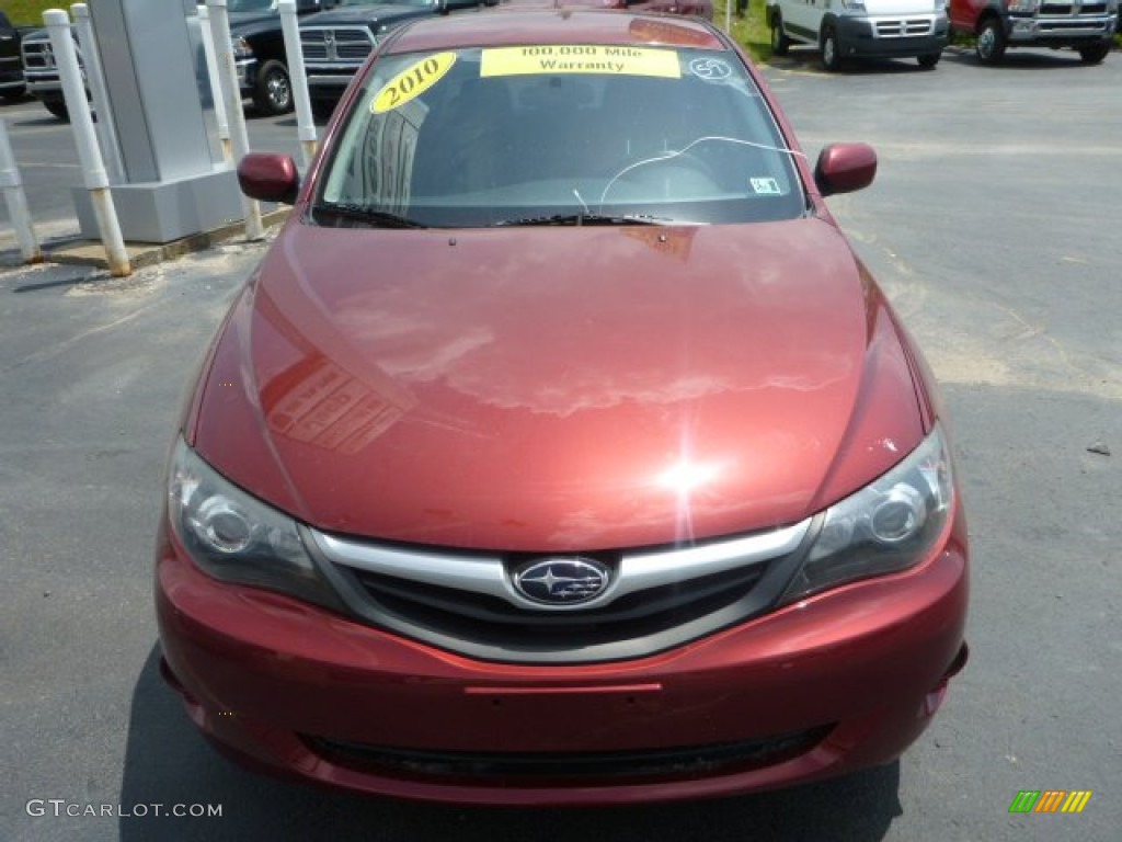 2010 Impreza 2.5i Sedan - Camellia Red Pearl / Carbon Black photo #8