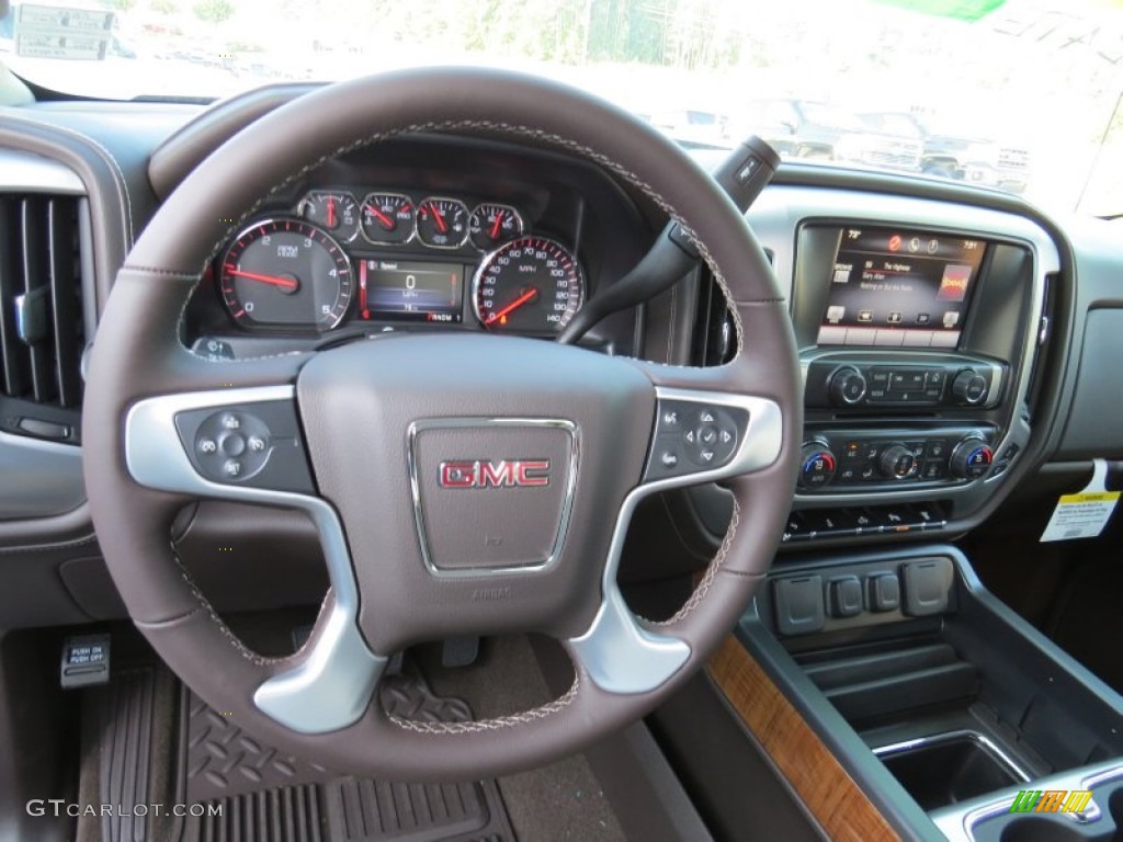 2015 GMC Sierra 2500HD SLT Crew Cab 4x4 Cocoa/Dune Steering Wheel Photo #94625017