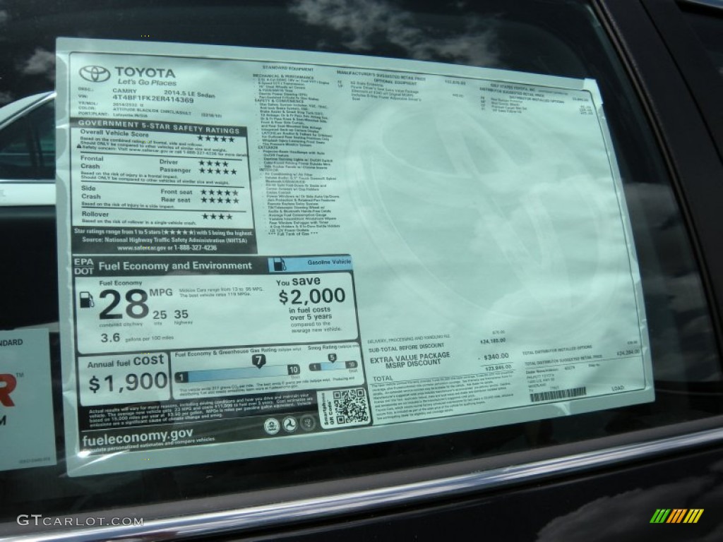 2014 Camry LE - Attitude Black Metallic / Ash photo #33