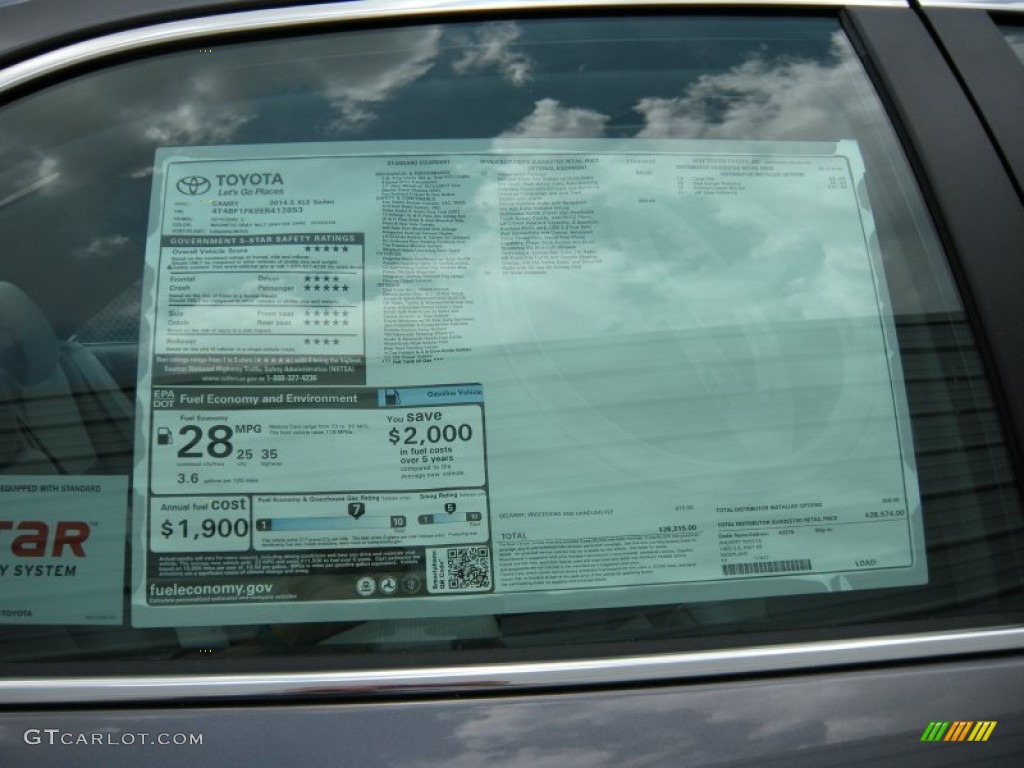 2014 Toyota Camry XLE Window Sticker Photos