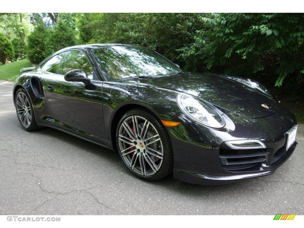 Basalt Black Metallic 2014 Porsche 911 Turbo Coupe Exterior Photo #94651007