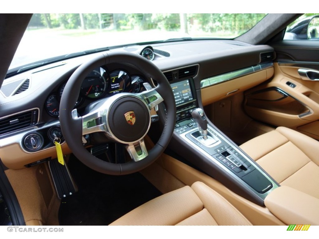 Espresso/Cognac Natural Leather Interior 2014 Porsche 911 Turbo Coupe Photo #94651052
