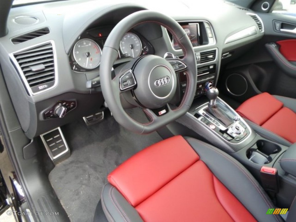 Black/Magma Red Interior 2014 Audi SQ5 Prestige 3.0 TFSI quattro Photo #94656371