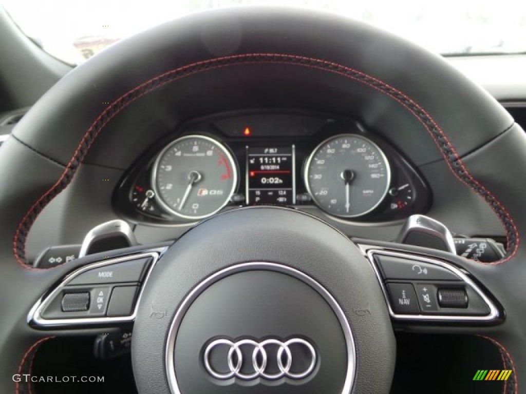2014 Audi SQ5 Prestige 3.0 TFSI quattro Black/Magma Red Steering Wheel Photo #94656629