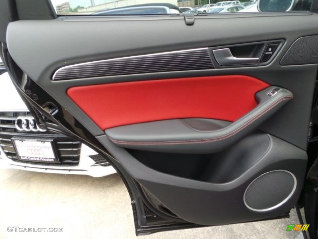 2014 Audi SQ5 Prestige 3.0 TFSI quattro Black/Magma Red Door Panel Photo #94656674