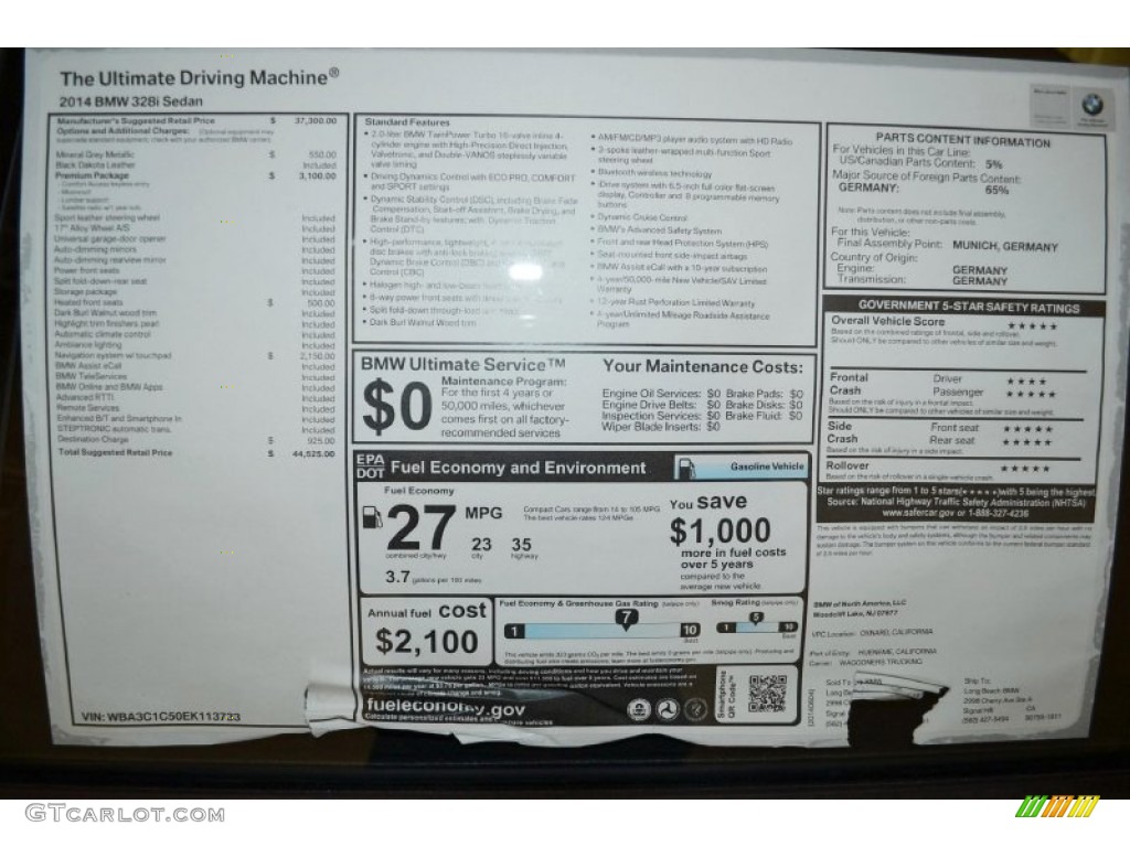 2014 3 Series 328i Sedan - Mineral Grey Metallic / Black photo #5
