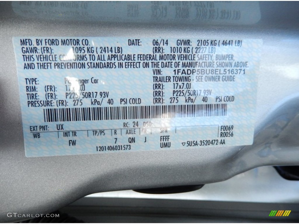 2014 C-Max Color Code UX for Ingot Silver Photo #94665782