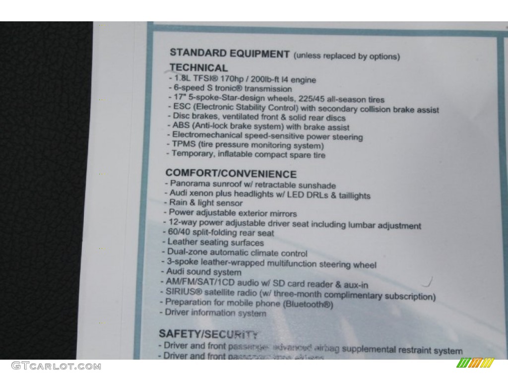 2015 Audi A3 1.8 Prestige Window Sticker Photo #94670432