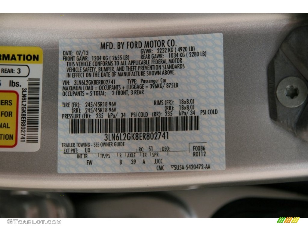 2014 MKZ Color Code UX for Ingot Silver Photo #94673906