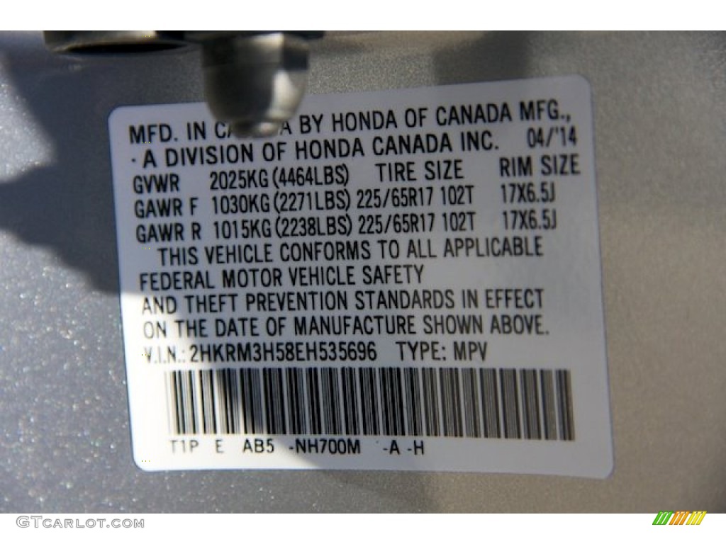 2014 CR-V EX - Alabaster Silver Metallic / Black photo #22