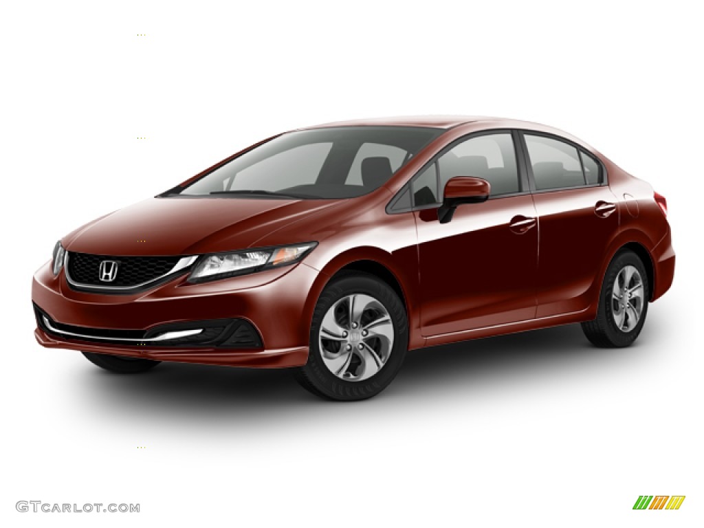 2014 Civic LX Sedan - Crimson Pearl / Beige photo #20