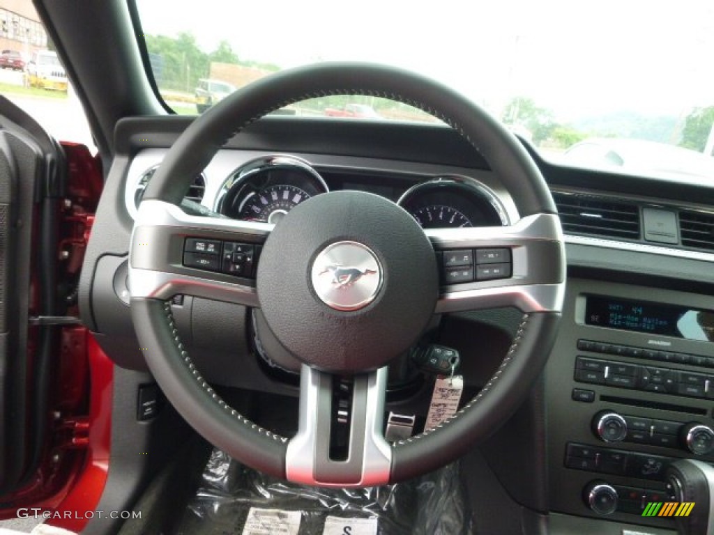 2014 Ford Mustang GT Premium Coupe Charcoal Black Steering Wheel Photo #94704054