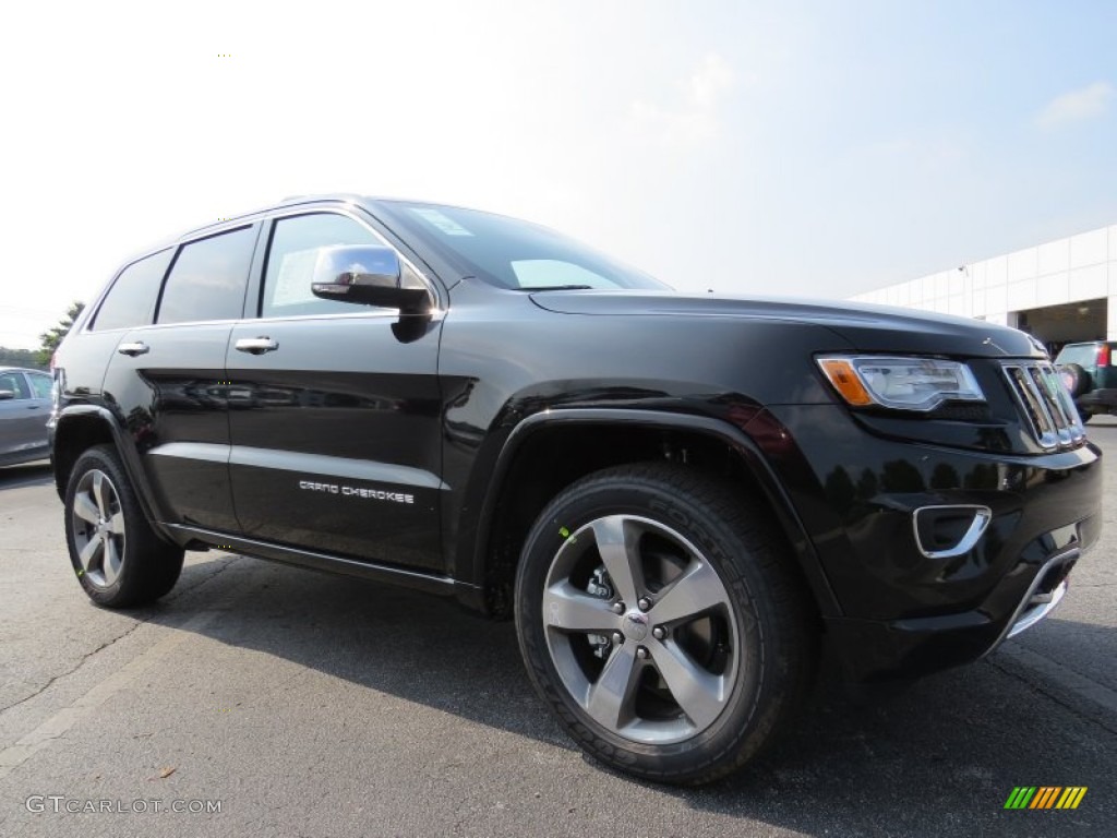 2014 Grand Cherokee Overland - Brilliant Black Crystal Pearl / Overland Vesuvio Indigo Blue/Jeep Brown photo #4