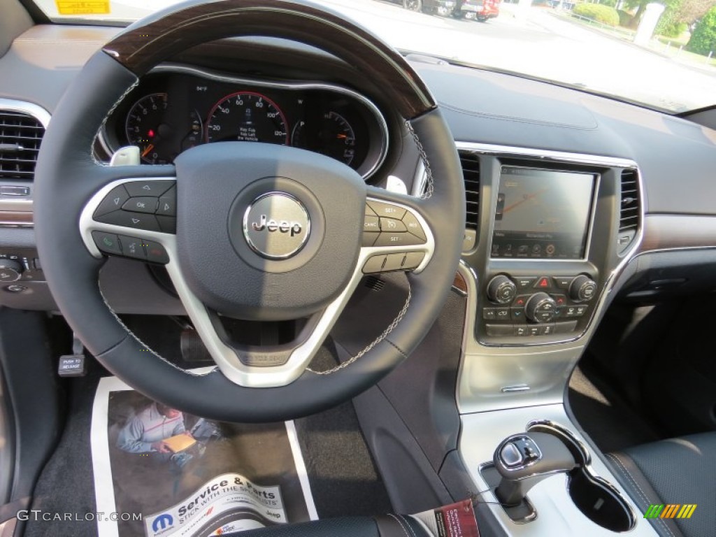 2014 Grand Cherokee Overland - Brilliant Black Crystal Pearl / Overland Vesuvio Indigo Blue/Jeep Brown photo #8