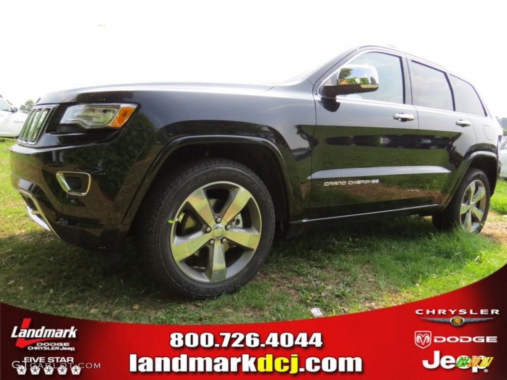 2014 Grand Cherokee Overland - Brilliant Black Crystal Pearl / Overland Nepal Jeep Brown Light Frost photo #1