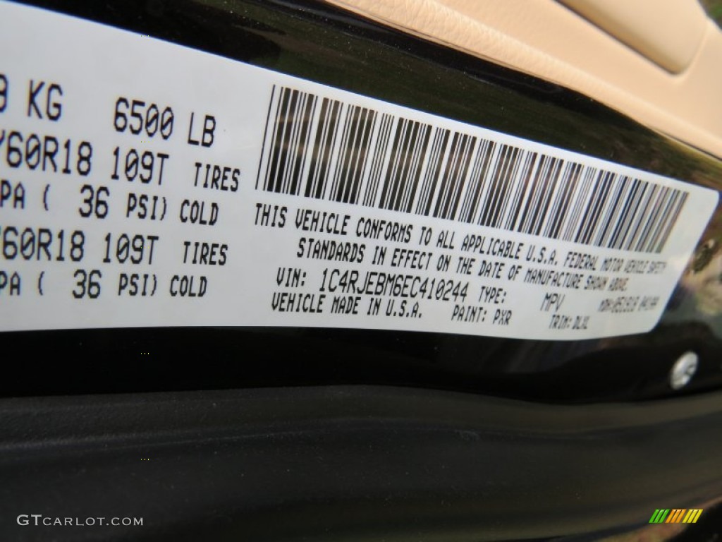 2014 Grand Cherokee Color Code PXR for Brilliant Black Crystal Pearl Photo #94707690