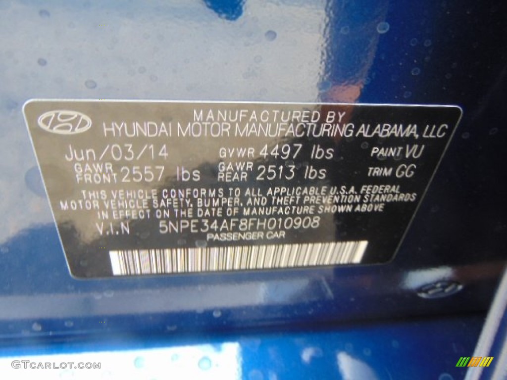 2015 Sonata Color Code VU for Lakeside Blue Photo #94716165