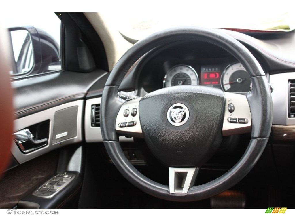 2011 Jaguar XF XF Supercharged Sedan London Tan/Warm Charcoal Steering Wheel Photo #94727646
