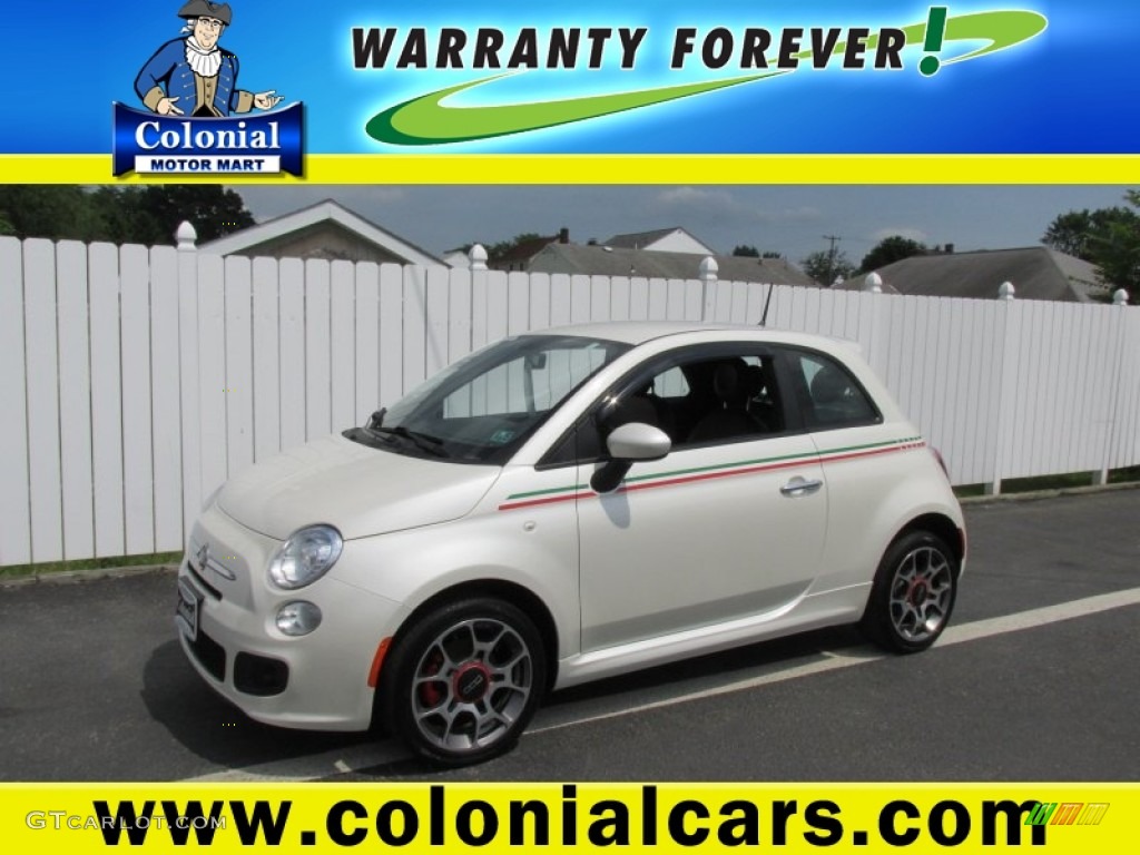 2012 500 Sport - Bianco Perla (Pearl White) / Sport Tessuto Nero/Nero (Black/Black) photo #1