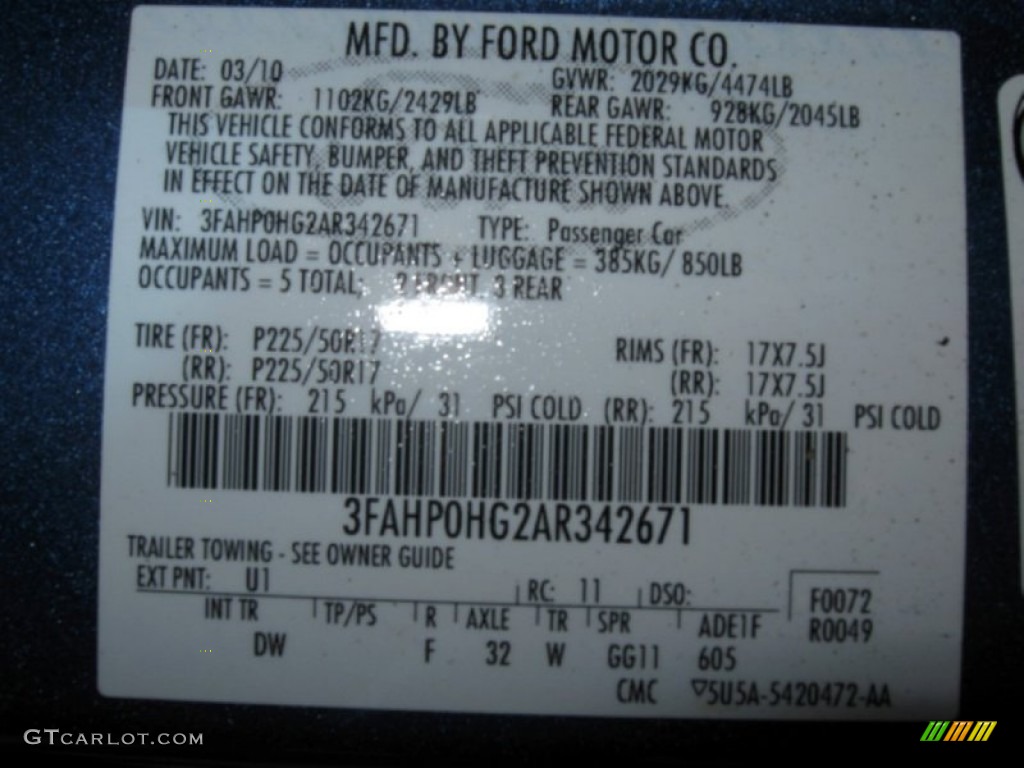 2010 Fusion SE V6 - Sport Blue Metallic / Charcoal Black photo #15