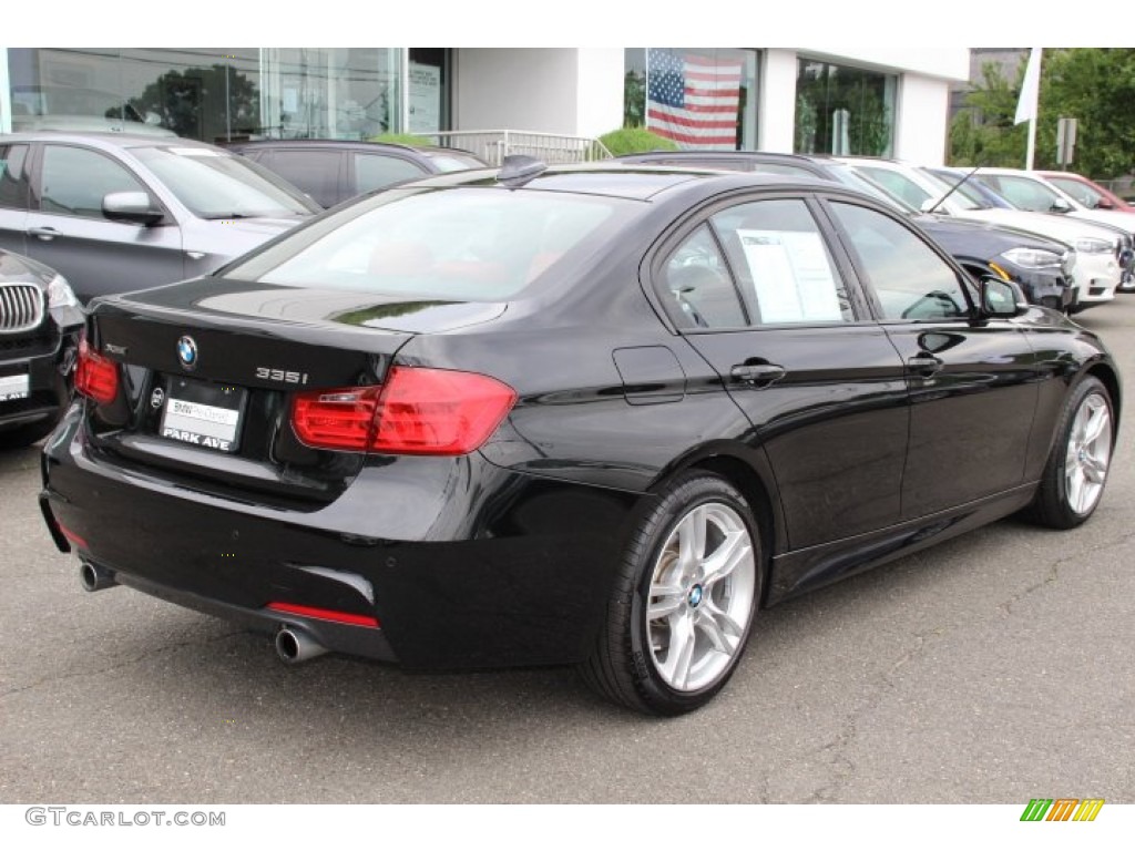 2014 3 Series 335i xDrive Sedan - Black Sapphire Metallic / Coral Red/Black photo #3