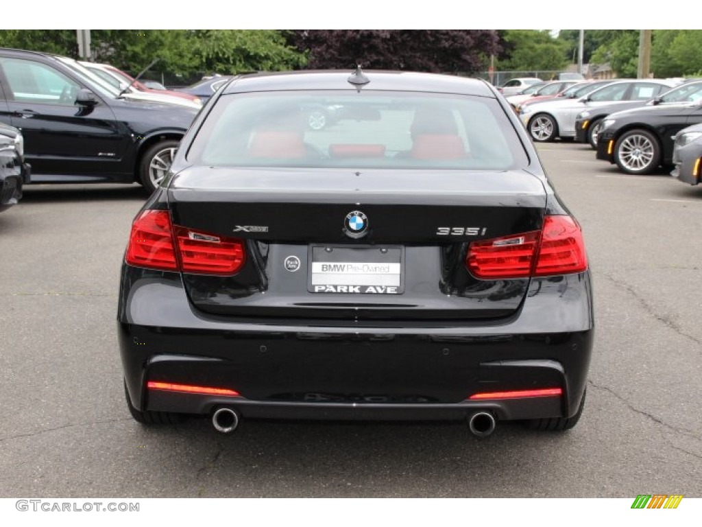 2014 3 Series 335i xDrive Sedan - Black Sapphire Metallic / Coral Red/Black photo #4