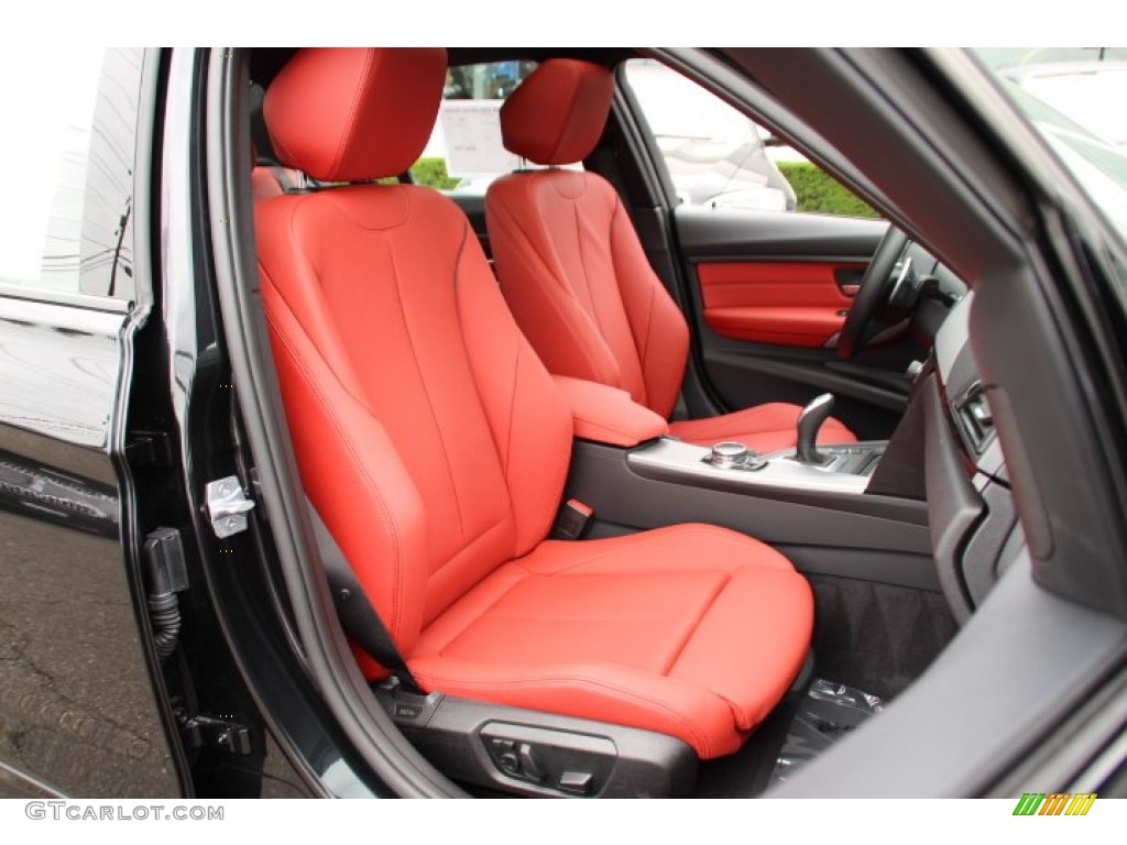 2014 3 Series 335i xDrive Sedan - Black Sapphire Metallic / Coral Red/Black photo #28