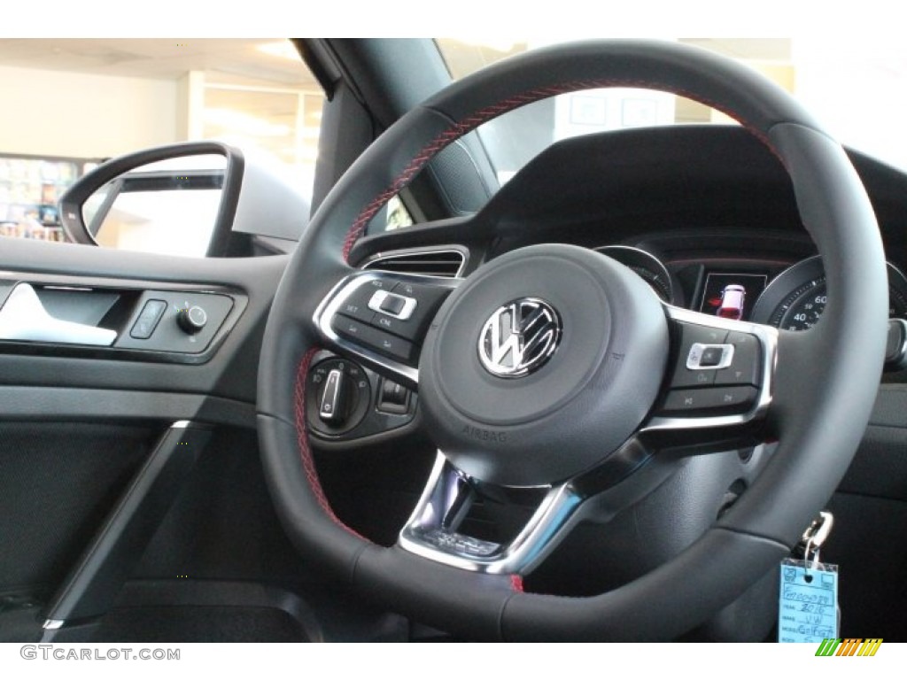 2015 Volkswagen Golf GTI 4-Door 2.0T S Titan Black Leather Steering Wheel Photo #94737901