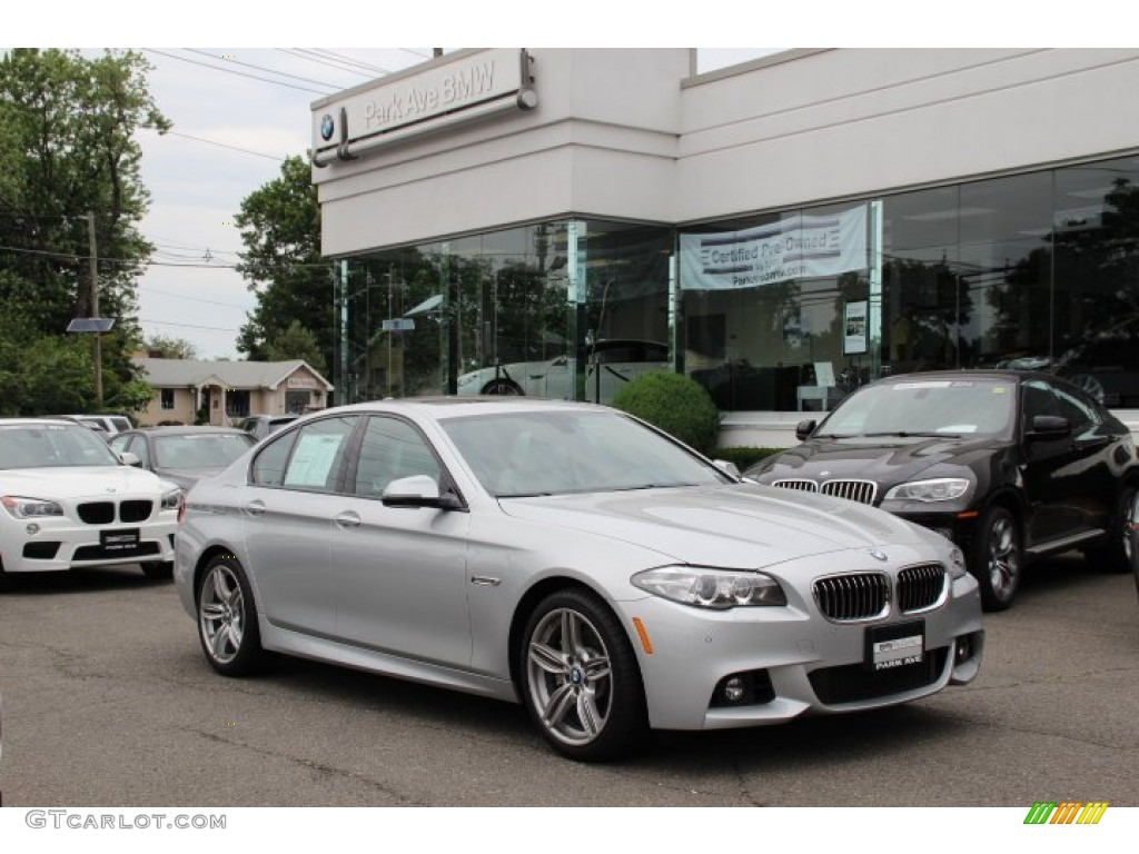 2014 5 Series 535i xDrive Sedan - Glacier Silver Metallic / Ivory White/Black photo #1