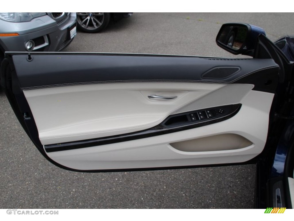 2014 BMW 6 Series 640i Convertible Ivory White Door Panel Photo #94739710