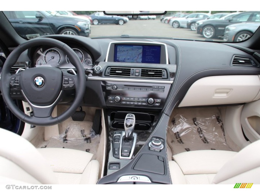 2014 BMW 6 Series 640i Convertible Ivory White Dashboard Photo #94739839
