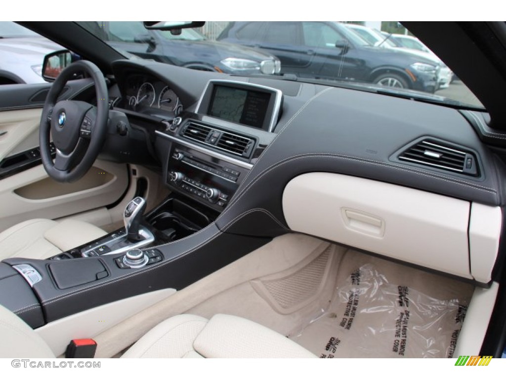 2014 BMW 6 Series 640i Convertible Ivory White Dashboard Photo #94740094