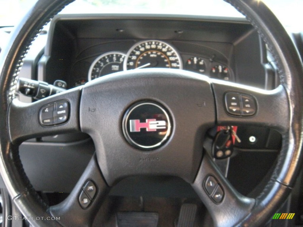 2005 Hummer H2 SUT Ebony Black Steering Wheel Photo #94740163