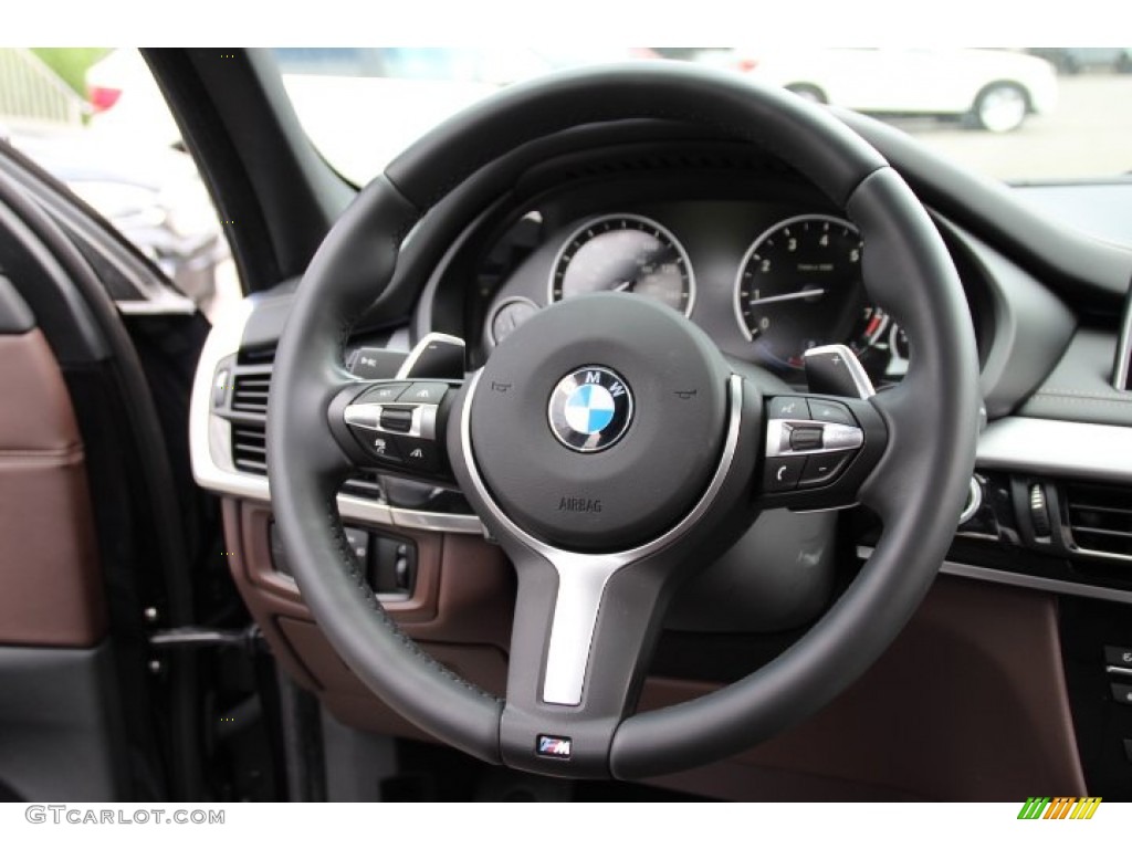 2014 BMW X5 xDrive50i Mocha Steering Wheel Photo #94744807