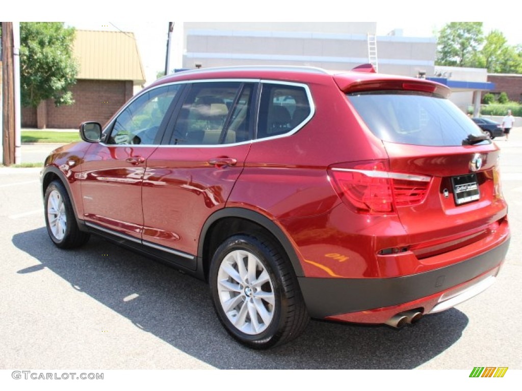 2011 X3 xDrive 28i - Vermillion Red Metallic / Sand Beige Nevada Leather photo #5