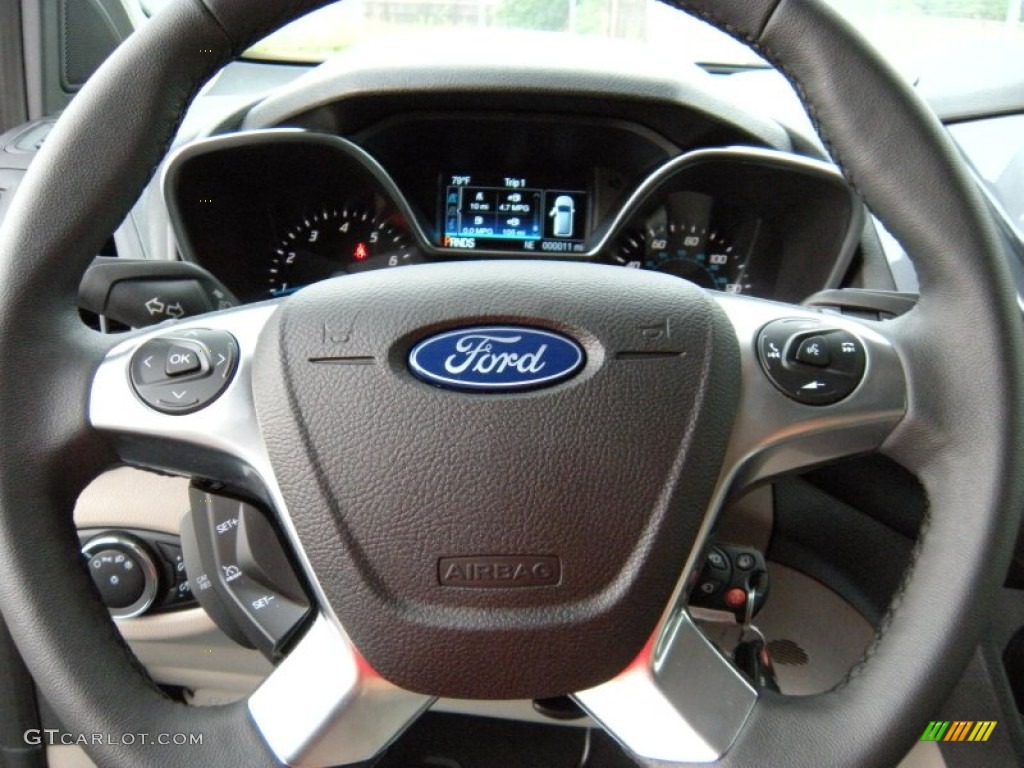 2014 Ford Transit Connect Titanium Wagon Medium Stone Steering Wheel Photo #94748710