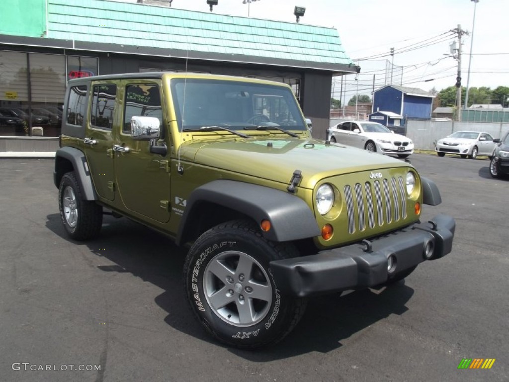 2008 Wrangler Unlimited X 4x4 - Rescue Green Metallic / Dark Slate Gray/Med Slate Gray photo #2