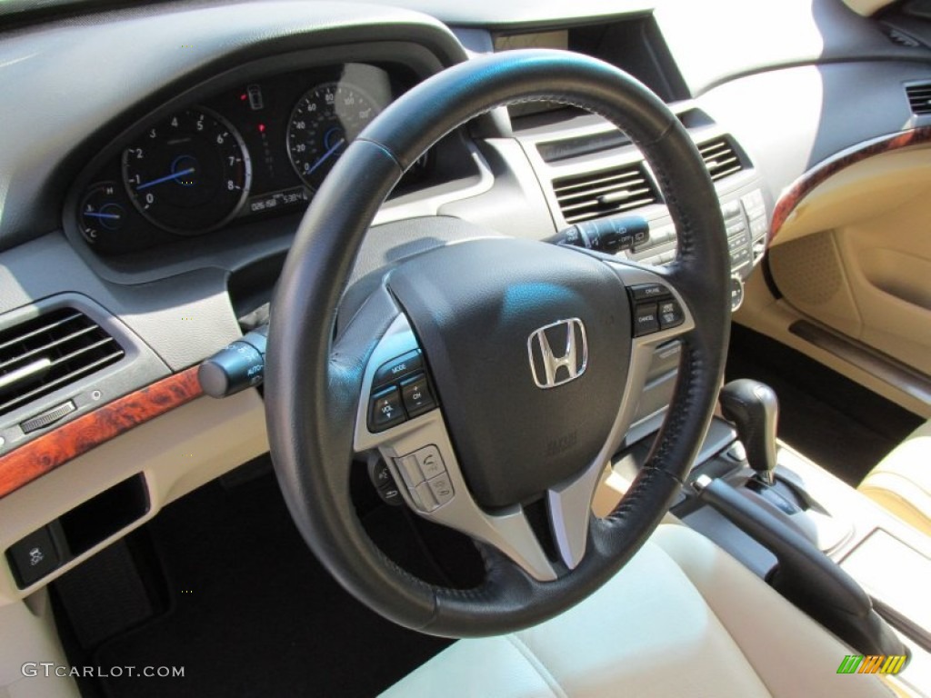 2010 Honda Accord Crosstour EX-L 4WD Ivory Steering Wheel Photo #94766131