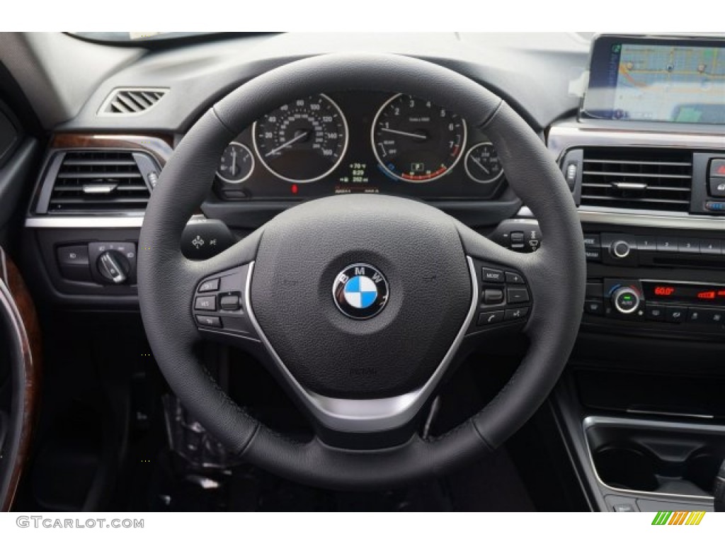 2014 BMW 3 Series 328i Sedan Black Steering Wheel Photo #94767280