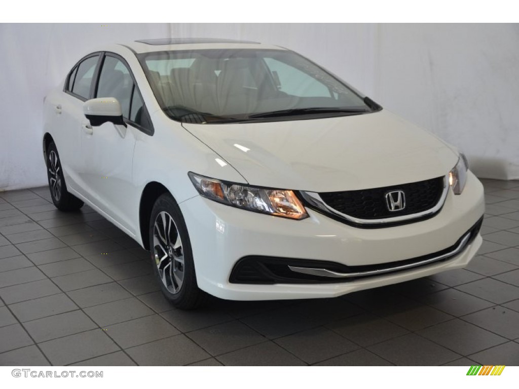 2014 Civic EX Sedan - White Orchid Pearl / Beige photo #1