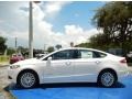 2014 White Platinum Ford Fusion Hybrid SE  photo #2