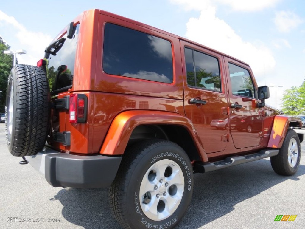 2014 Wrangler Unlimited Sahara 4x4 - Copperhead Pearl / Black/Dark Saddle photo #3