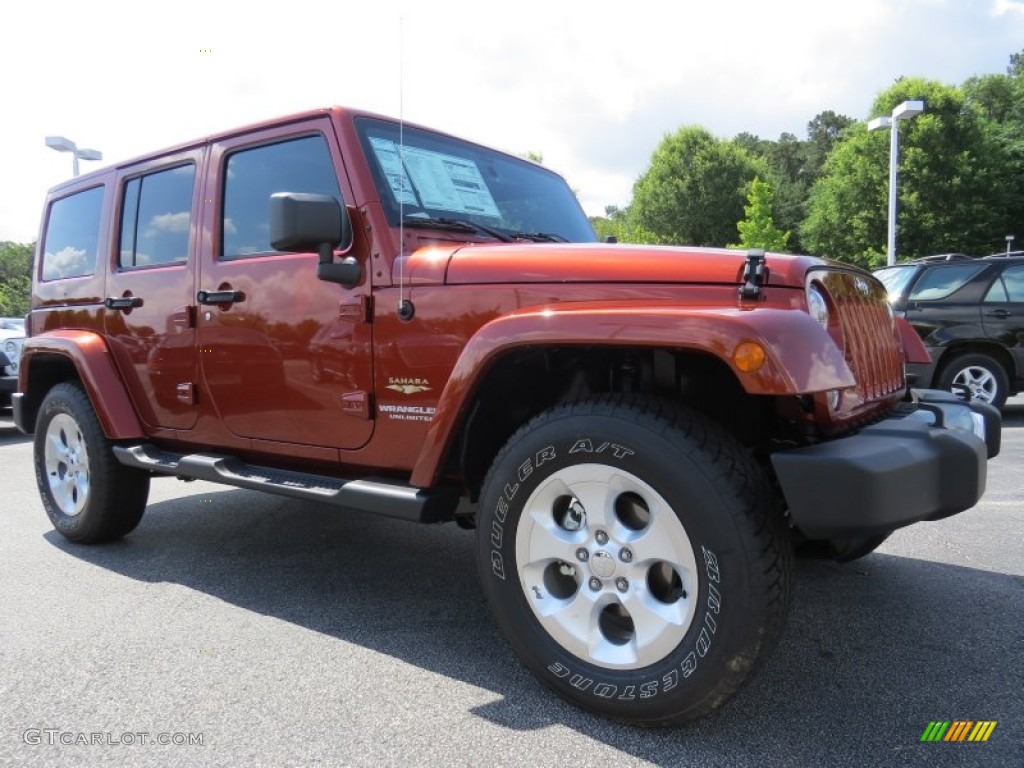 2014 Wrangler Unlimited Sahara 4x4 - Copperhead Pearl / Black/Dark Saddle photo #4