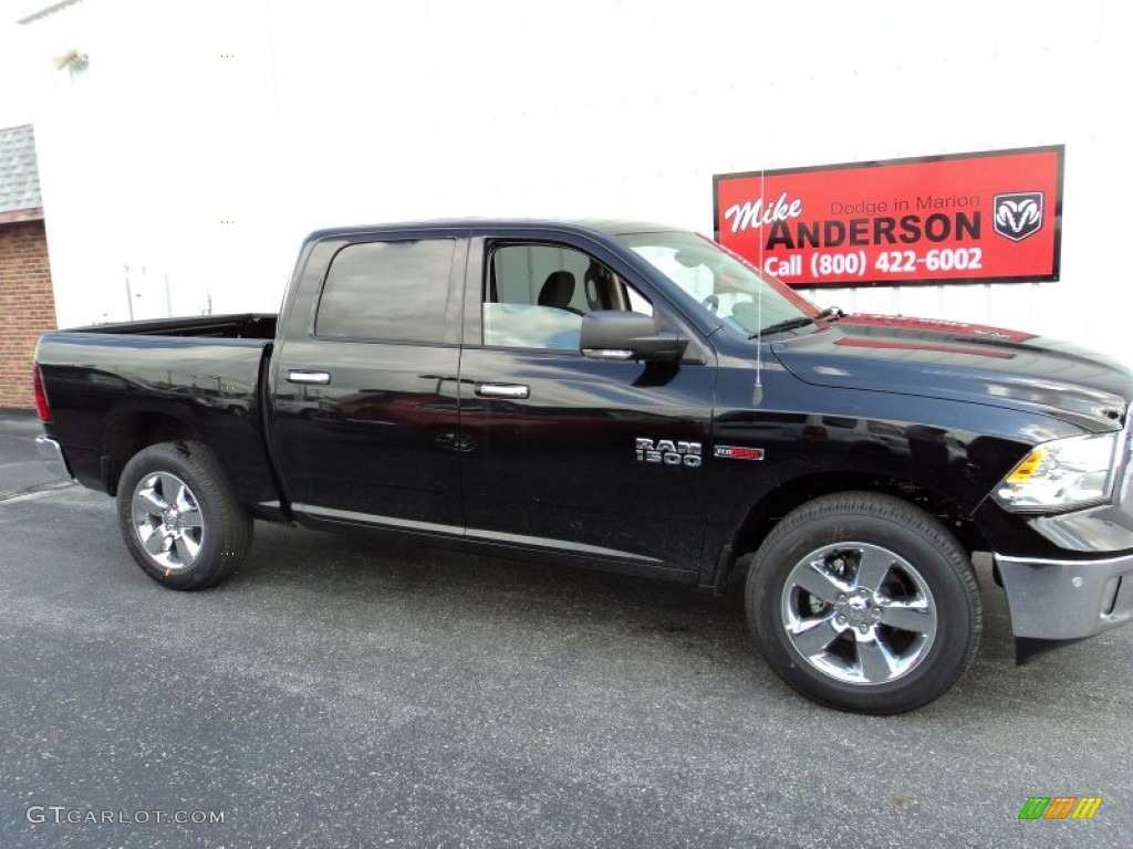 2014 1500 Big Horn Crew Cab 4x4 - Black / Black/Diesel Gray photo #2