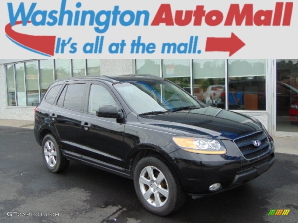 2008 Santa Fe SE 4WD - Ebony Black / Beige photo #1