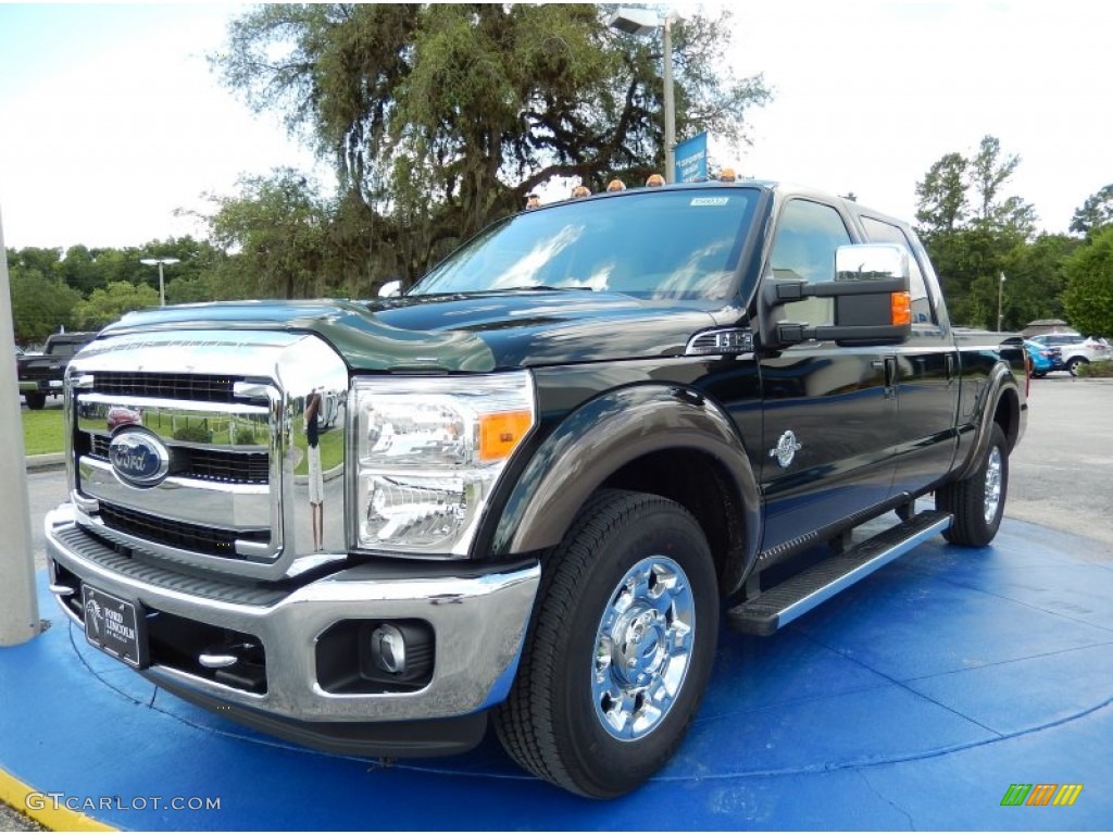 2015 F350 Super Duty Lariat Crew Cab - Green Gem / Adobe photo #1